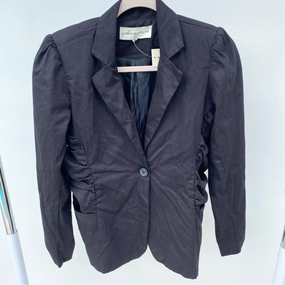 Y2K Deadstock Black Ruched Blazer Size Small